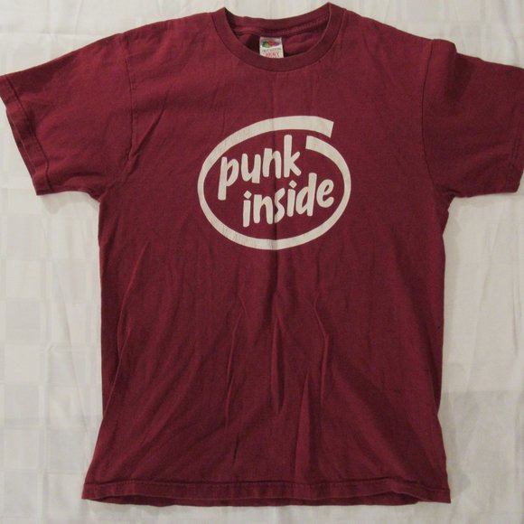 Punk Inside T-Shirt Medium Unisex Red Lifestyle Music Culture Streetwear Issues - Picture 2 of 10